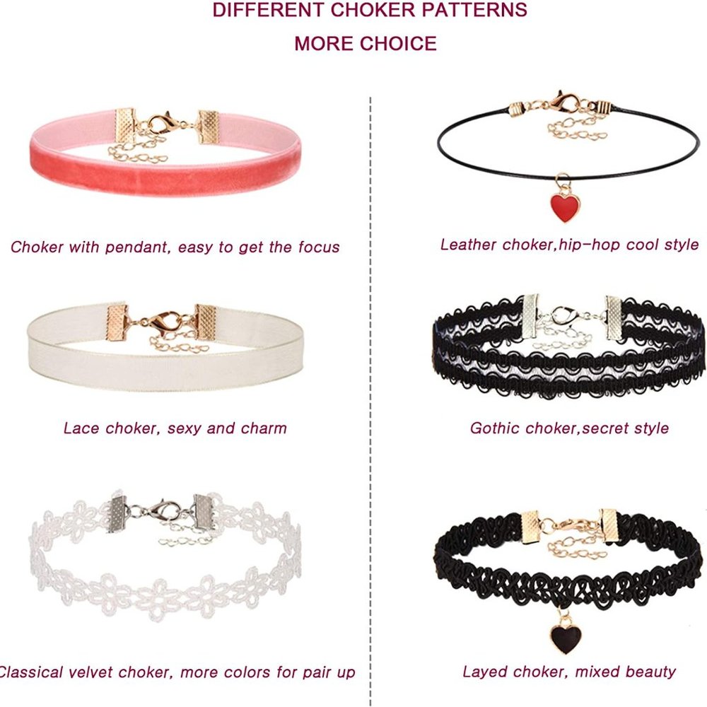 FREE GIFT      New 60 PCS Choker Necklace, K&Q Classic Stretch Colorful  Collar - Picture 2 of 6